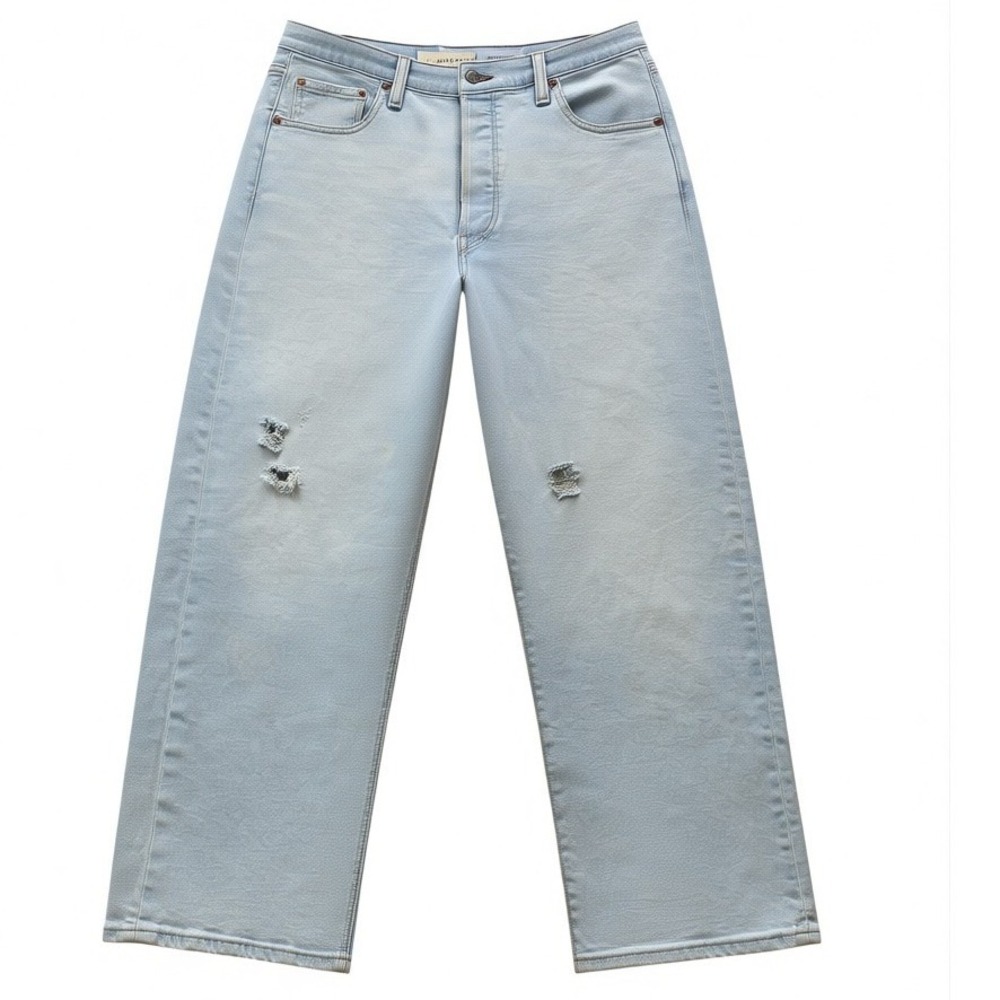 Levis Ribcage Straight Ankle Jeans Womens 32x26 Light Wash Distressed #254P